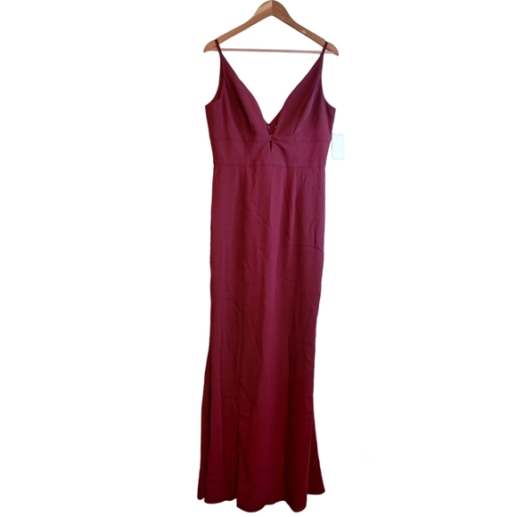 NWT Dress the Population Sz L Viola Burgundy Maxi Gown Dress - Picture 2 of 11